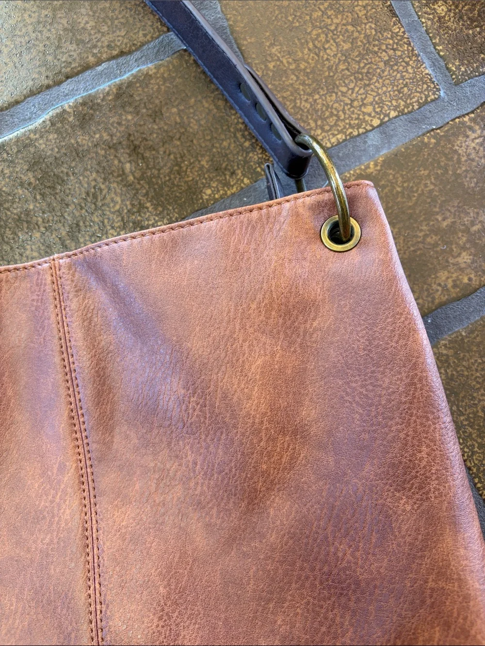Wrangler Montana West Brown Two-Tone Vegan Leather Hobo Bag